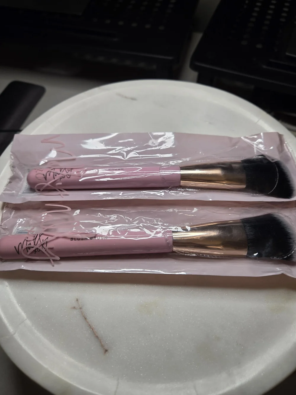 Mally Beauty Face Brush Duo - Full Face Precision & Blush Brush Set-NWT